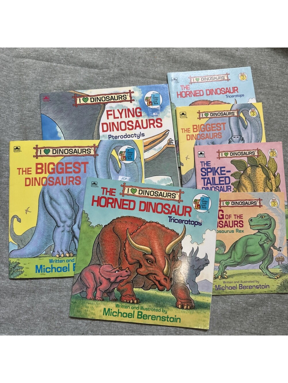 Lot of 7 Vintage I Love Dinosaurs books by Michael Berenstain TPB Golden Look